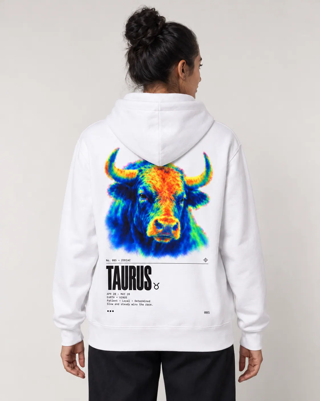 Taurus, hoodie blanc, porte