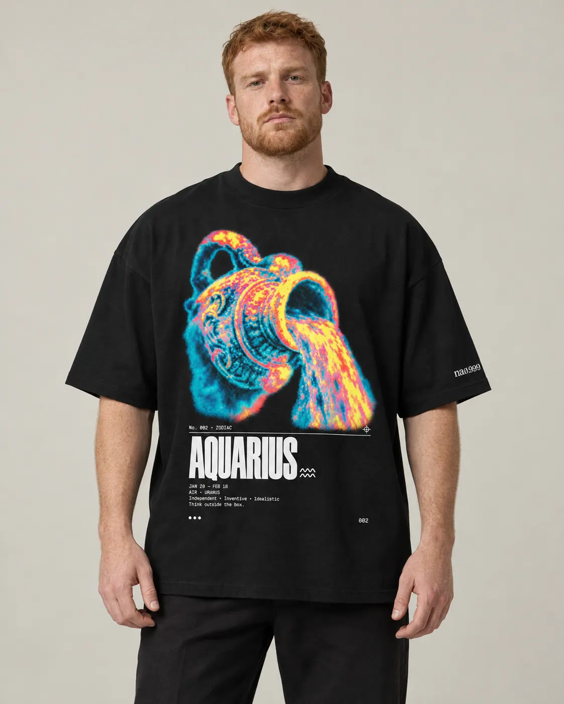 Aquarius, t-shirt noir, porte