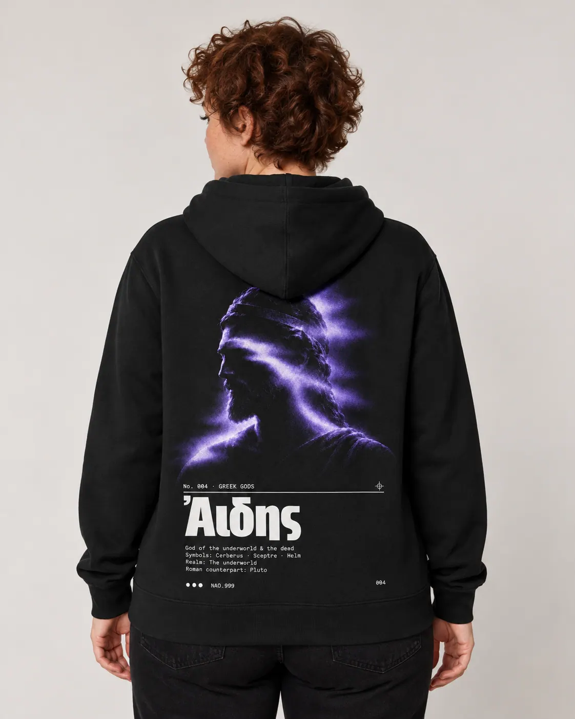 Hadès, hoodie noir, porte